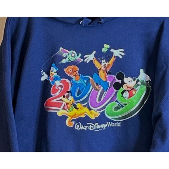 Walt Disney World Adults Navy Blue Cotton Hoodie Sweatshirt 2009 Size XXL - Picture 4 of 6